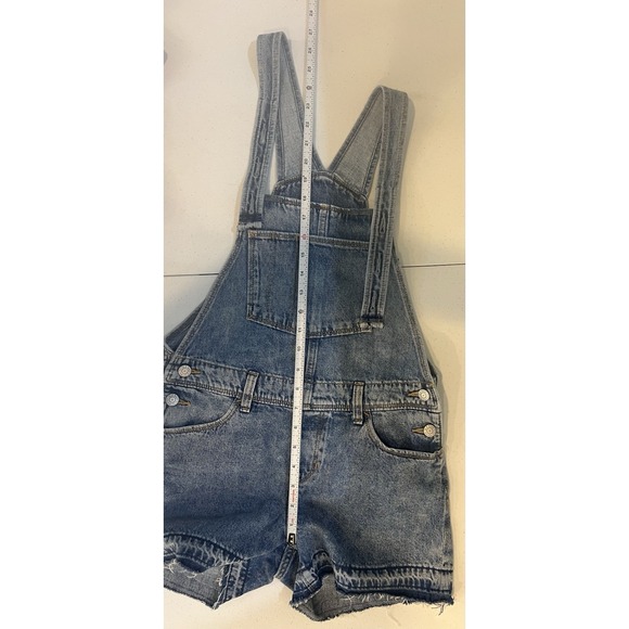 Old Navy Frayed-Hem Light Wash Blue Denim Jean Shortalls XL Girl's 14 - Picture 5 of 10